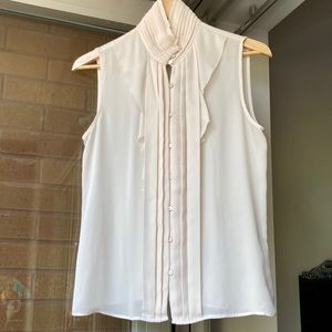 Zara Sleeveless Pleated Blouse Off White